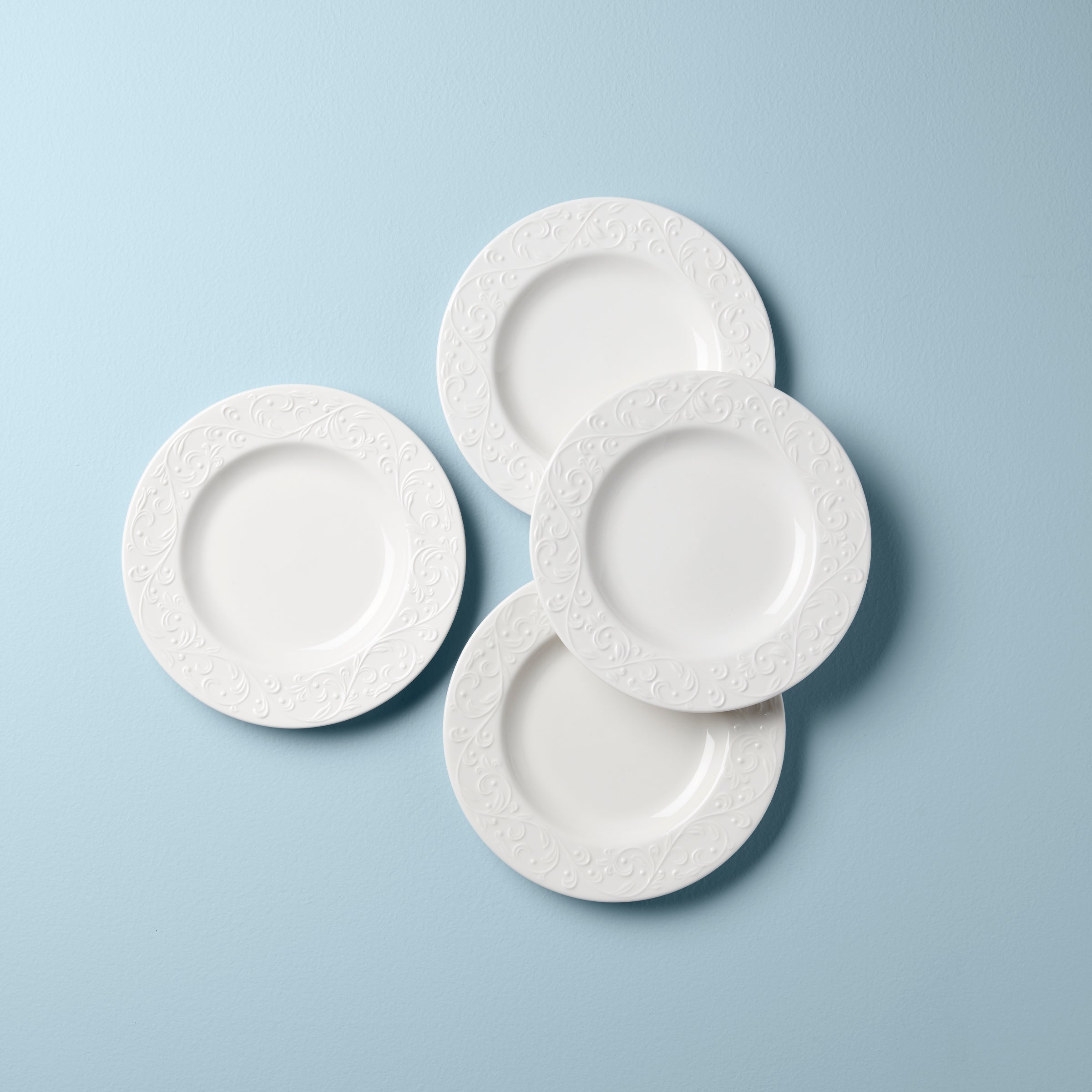 Opal Innocence Porcelain Accent Plates - Set of 4, Platinum Trim