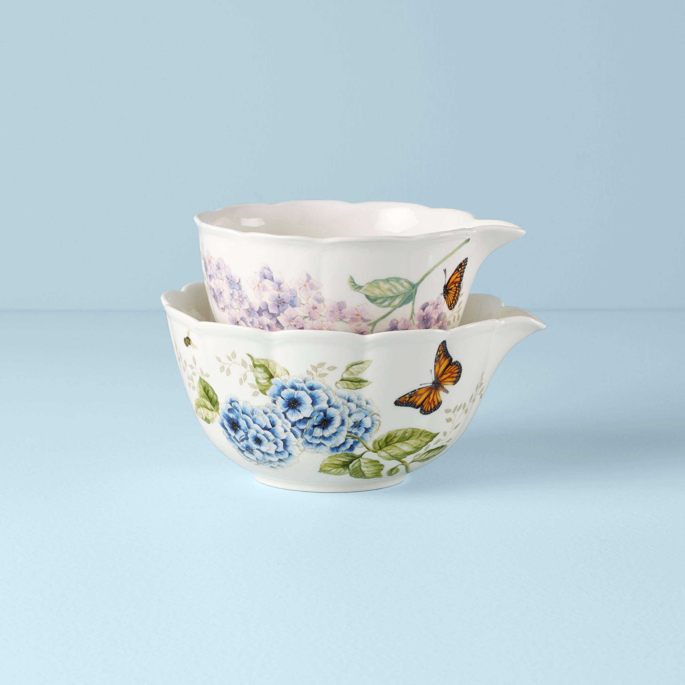 Butterfly Meadow Ceramic Nesting Bowls Set - Floral Design