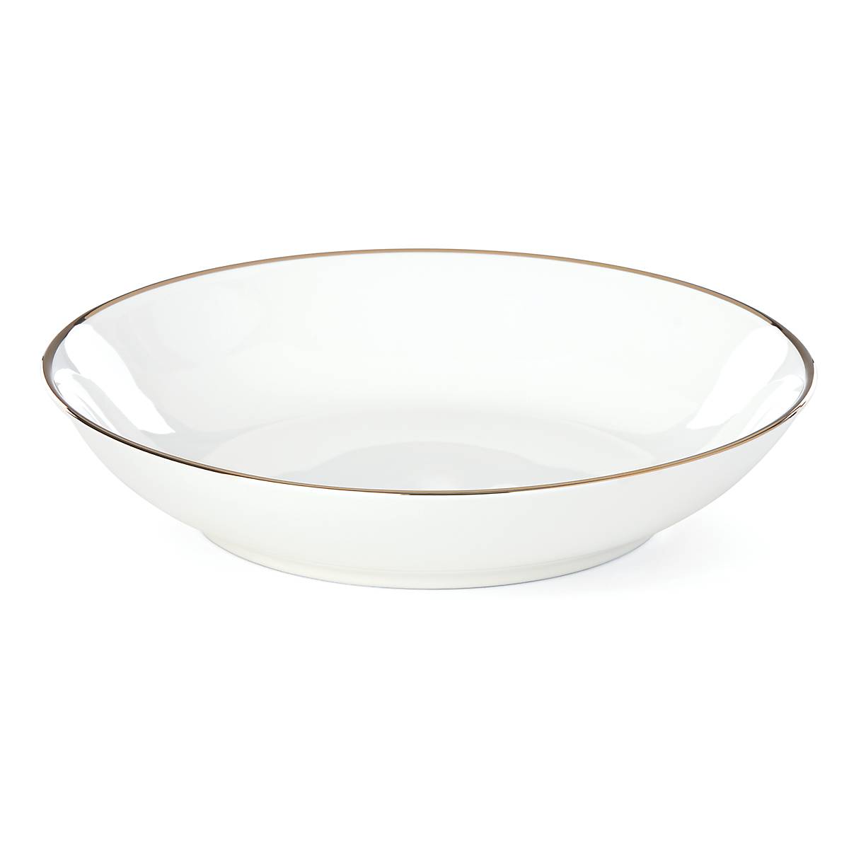 Trianna Large White Pasta Bowl with Gold Accents - Ceramic Porcelain