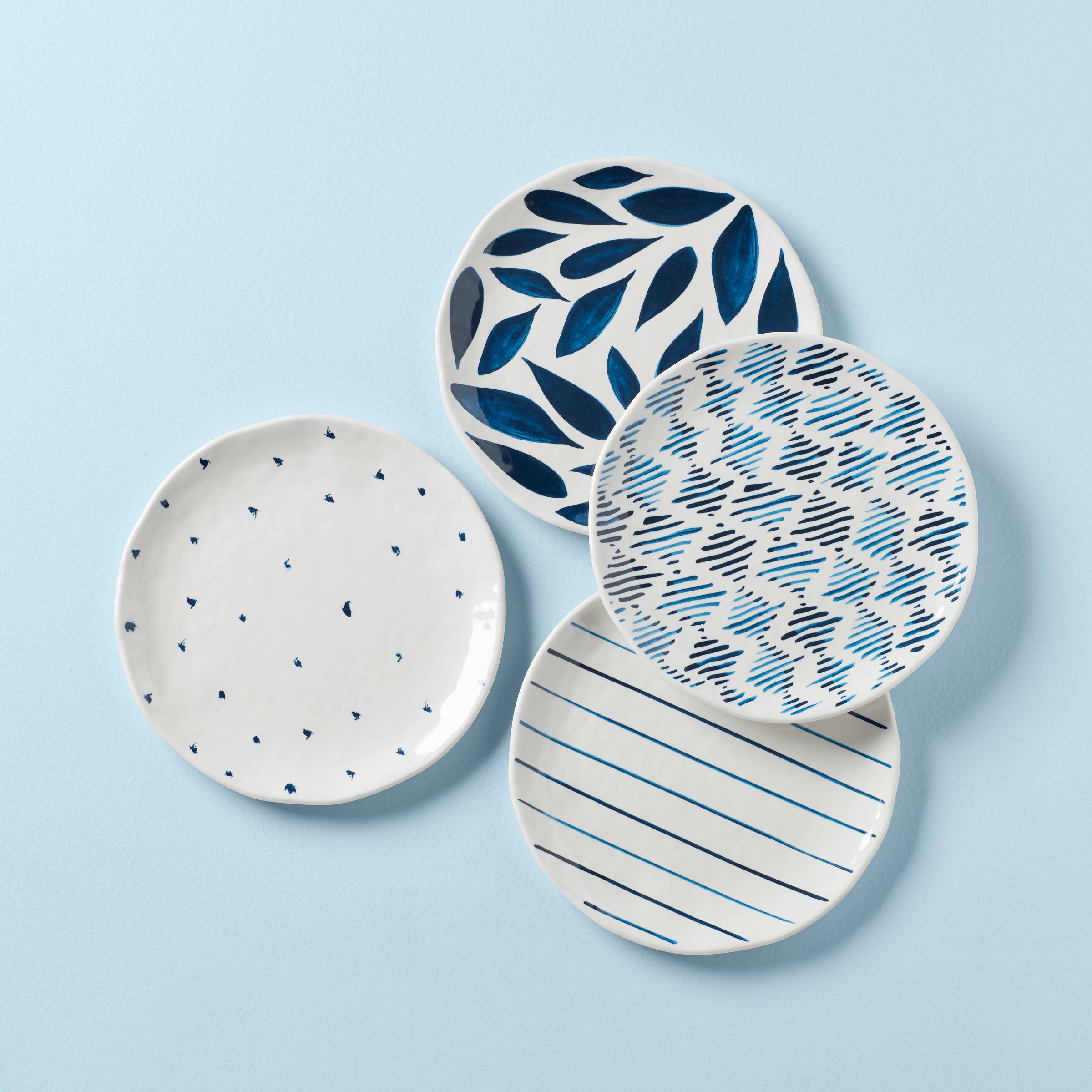 Blue Bay Melamine Plates Set of 4 - Boho Style Accent Plates