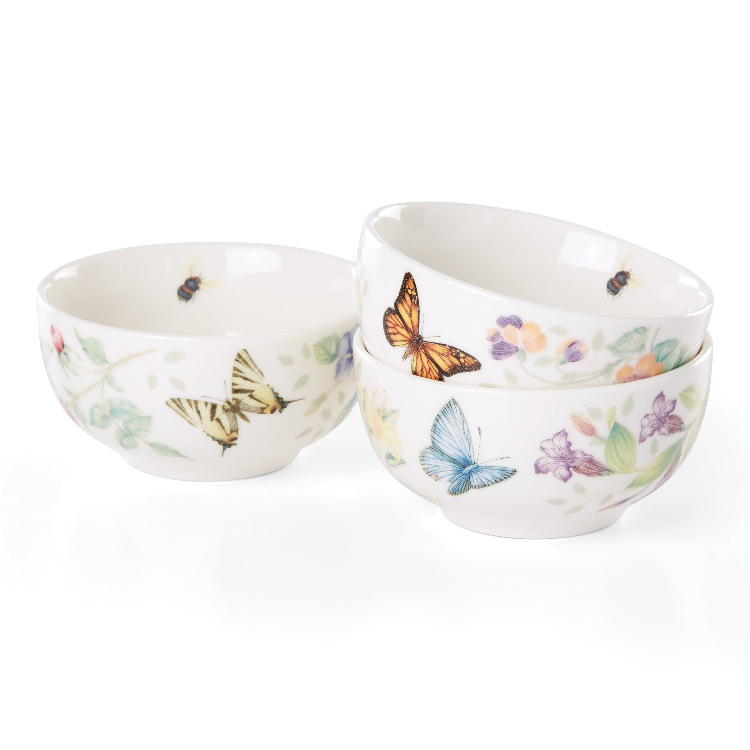 Butterfly Meadow Ceramic Mini Bowls - Set of 3 Floral Bowls