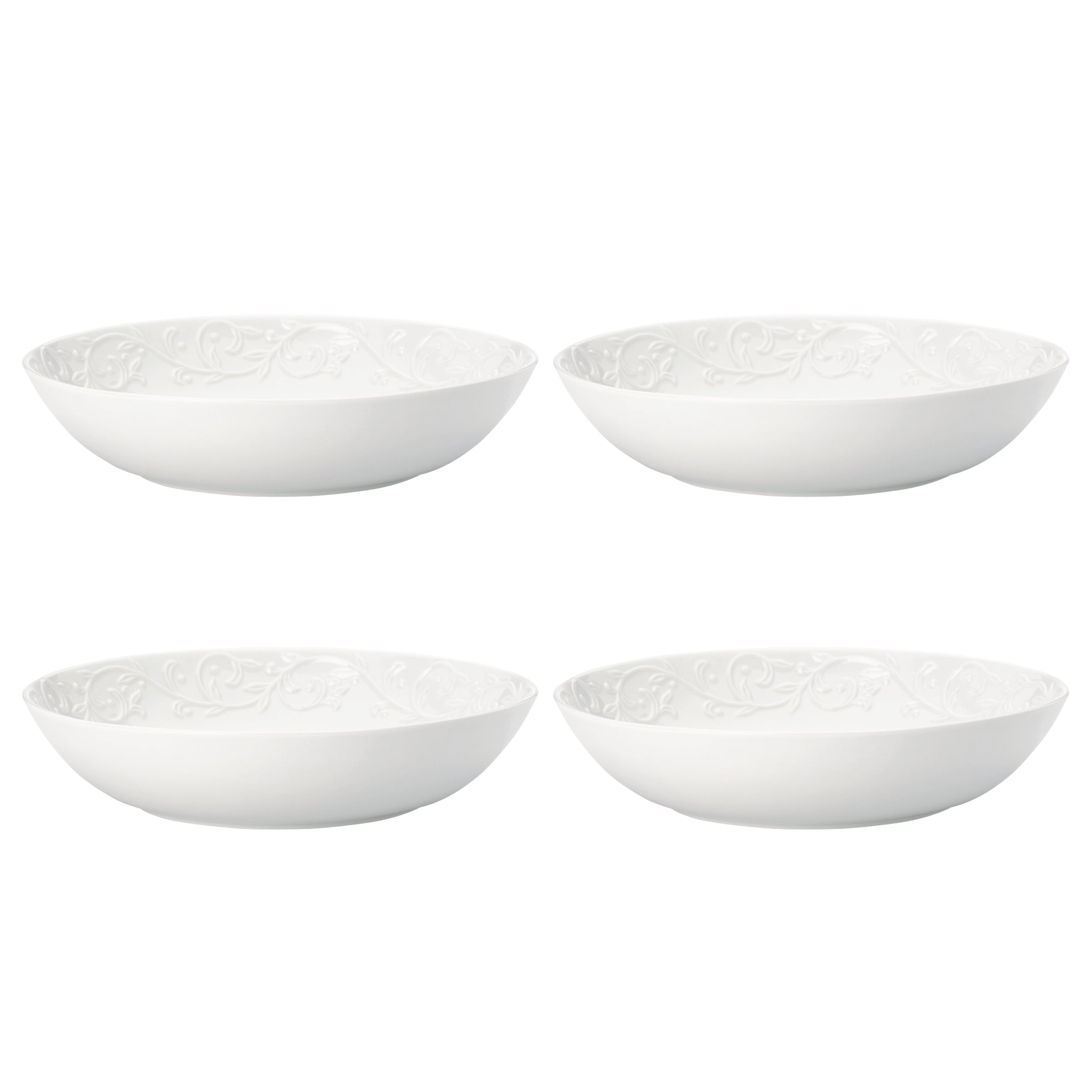 Opal Carved Pasta Bowls Set of 4 - Microwave & Dishwasher Safe