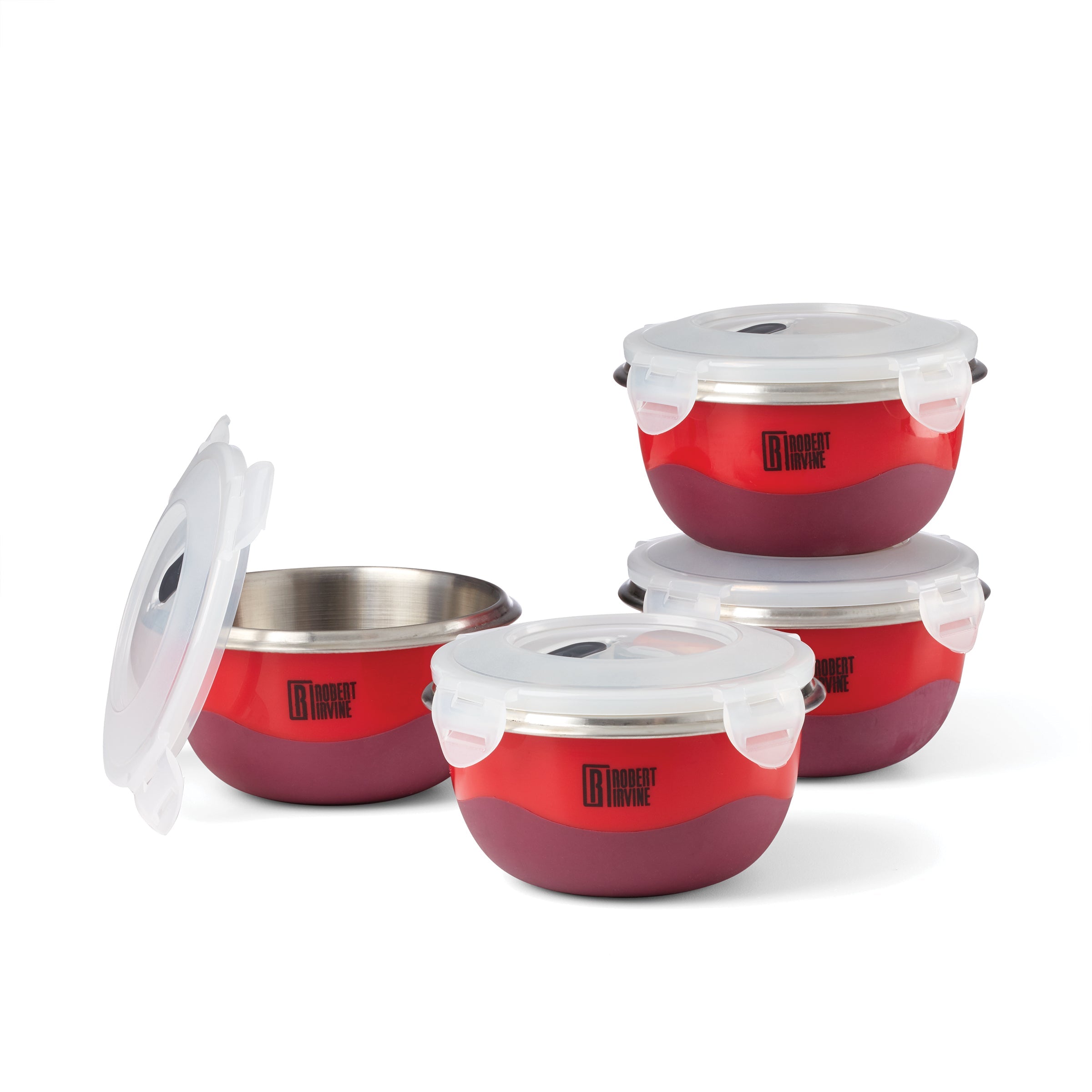 Robert Irvine Microwave-Safe Prep Bowls Set - 4 Red
