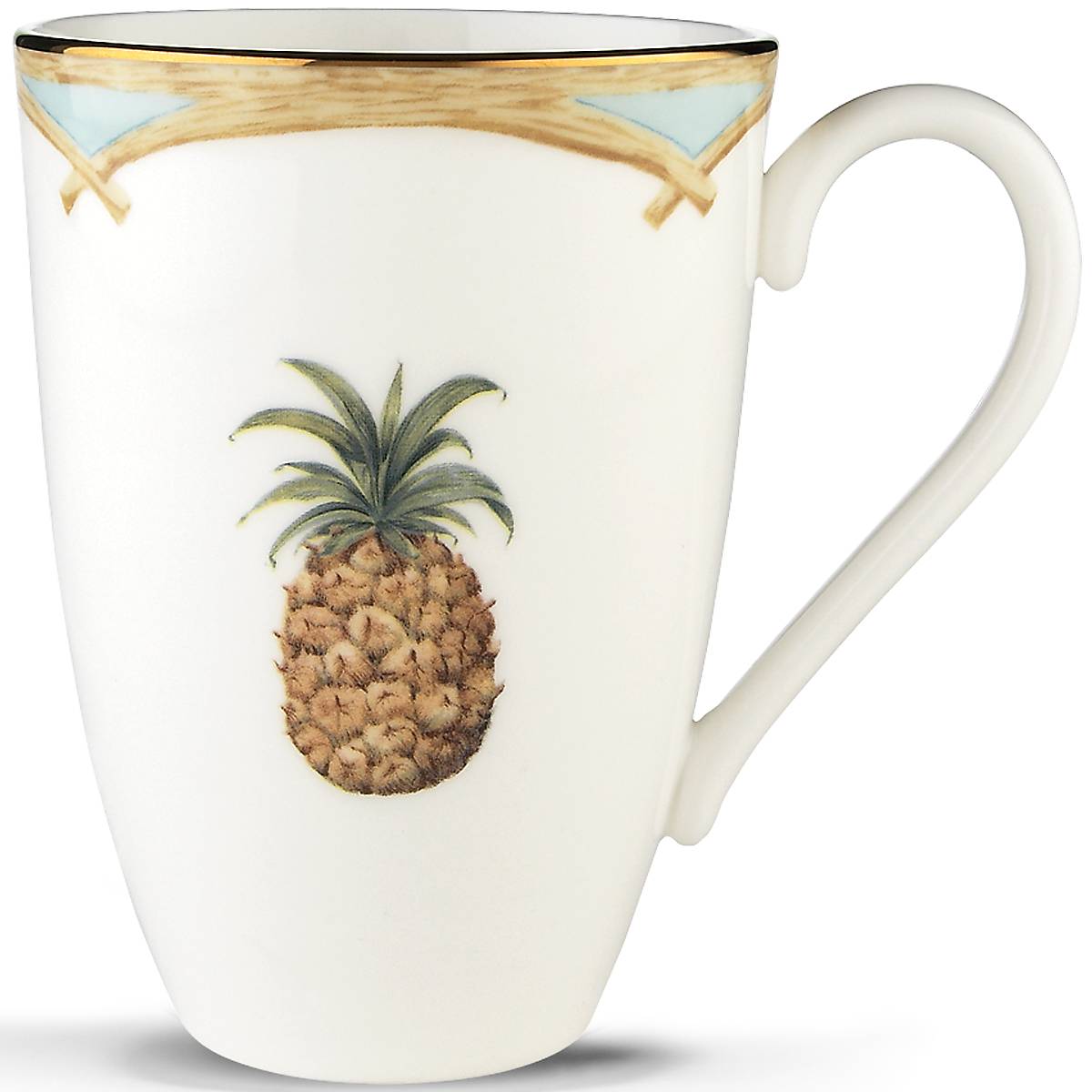 Lenox British Colonial Bamboo Mug with Pineapple Motif - Microwave & Dishwasher Safe