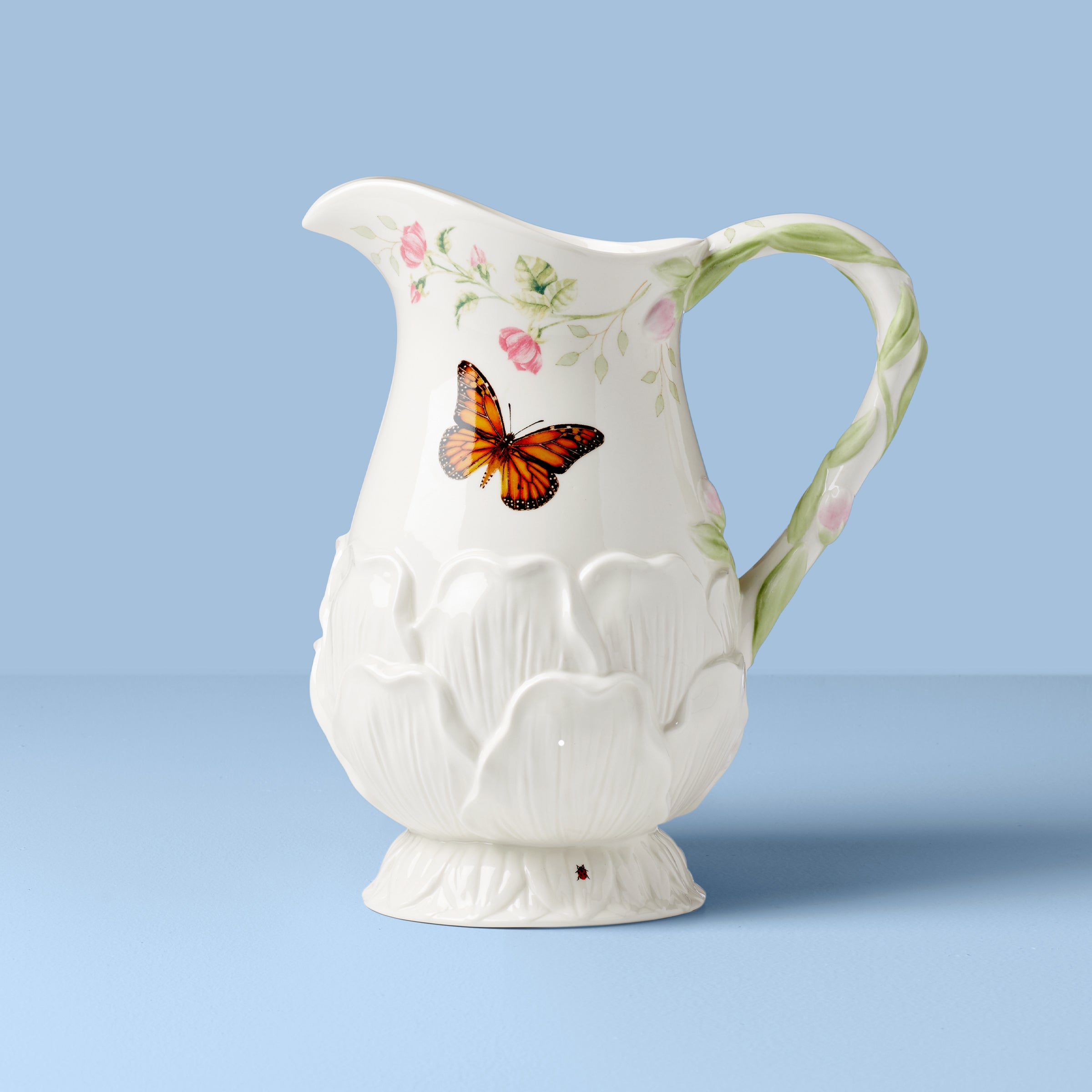 Butterfly Meadow Porcelain Floral Pitcher - Dishwasher Safe