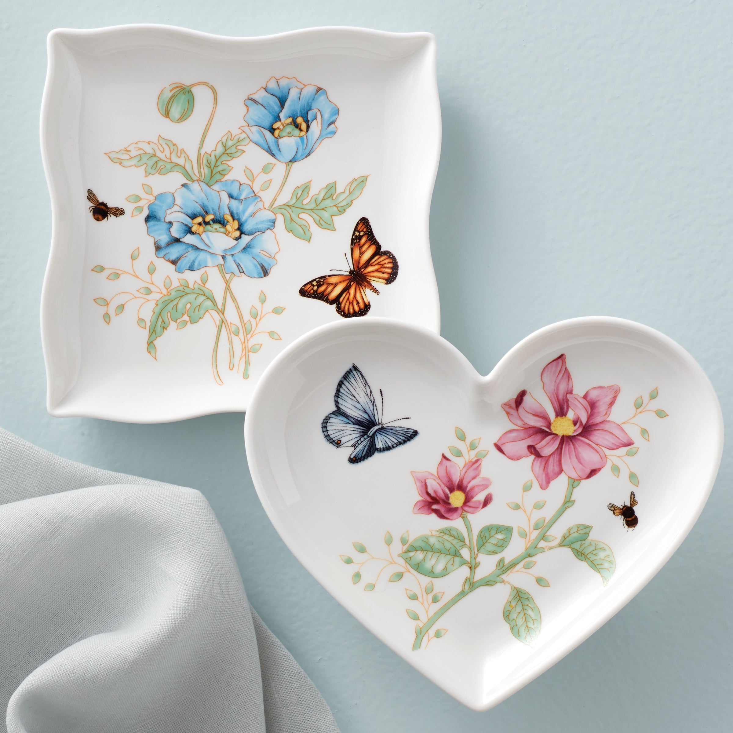 Butterfly Meadow Ceramic Square Dish for Jewelry & Candy