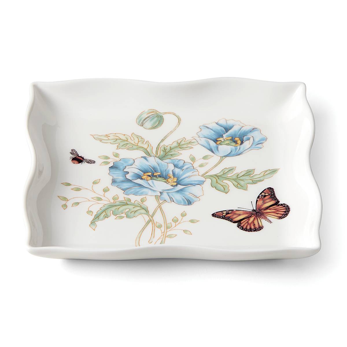 Butterfly Meadow Ceramic Square Dish for Jewelry & Candy