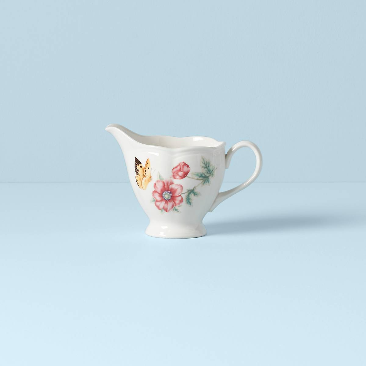 Butterfly Meadow Ceramic Creamer with Floral Design - Microwave & Dishwasher Safe