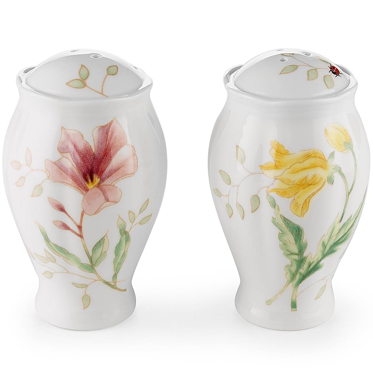 Butterfly Meadow Ceramic Salt and Pepper Shakers Set Floral Design