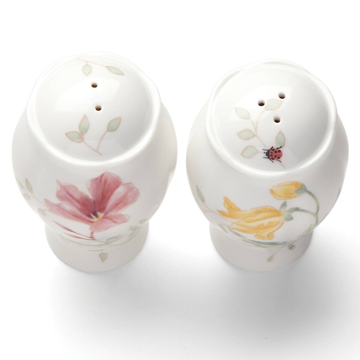 Butterfly Meadow Ceramic Salt and Pepper Shakers Set Floral Design