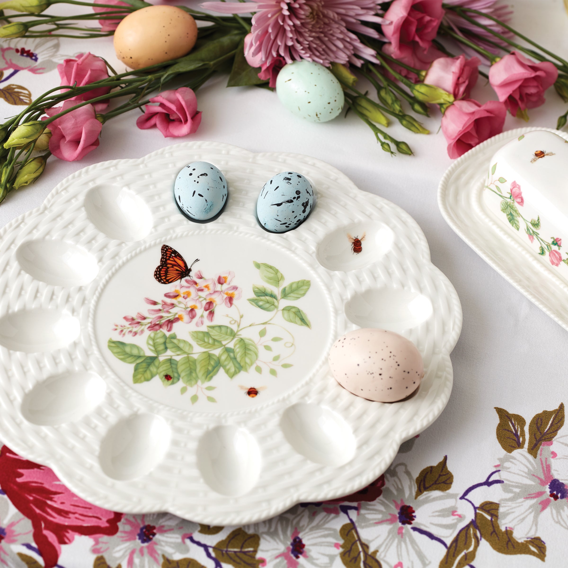 Butterfly Meadow Floral Egg Tray for Deviled Eggs - 12 Capacity