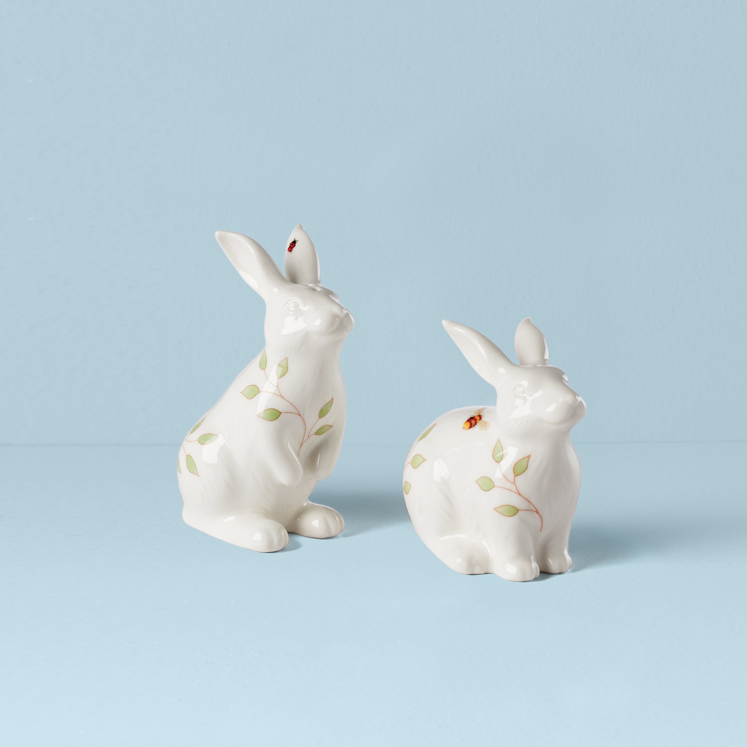 Butterfly Meadow Bunny Porcelain Salt and Pepper Set for Easter