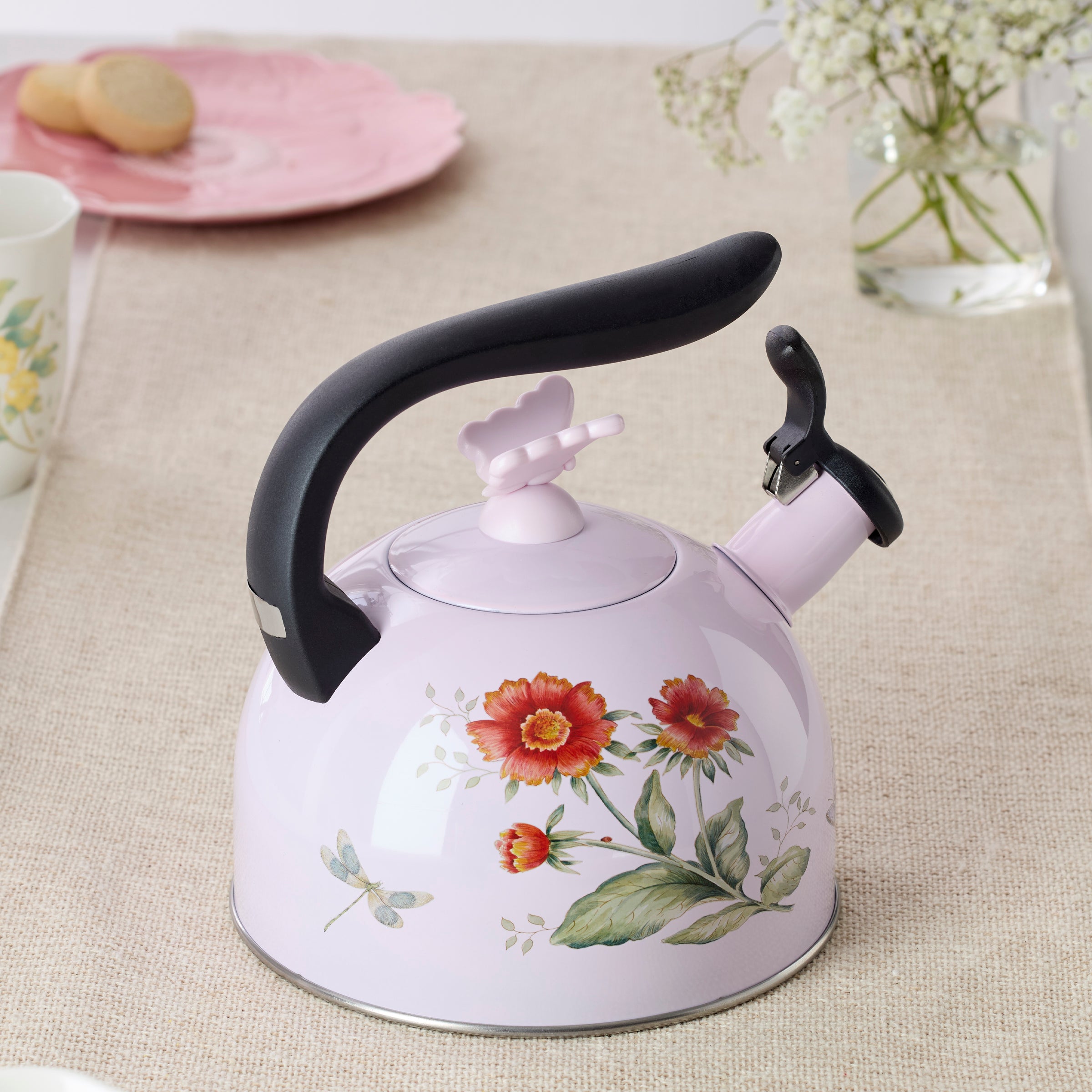 Butterfly Meadow Floral Tea Kettle for Kitchen