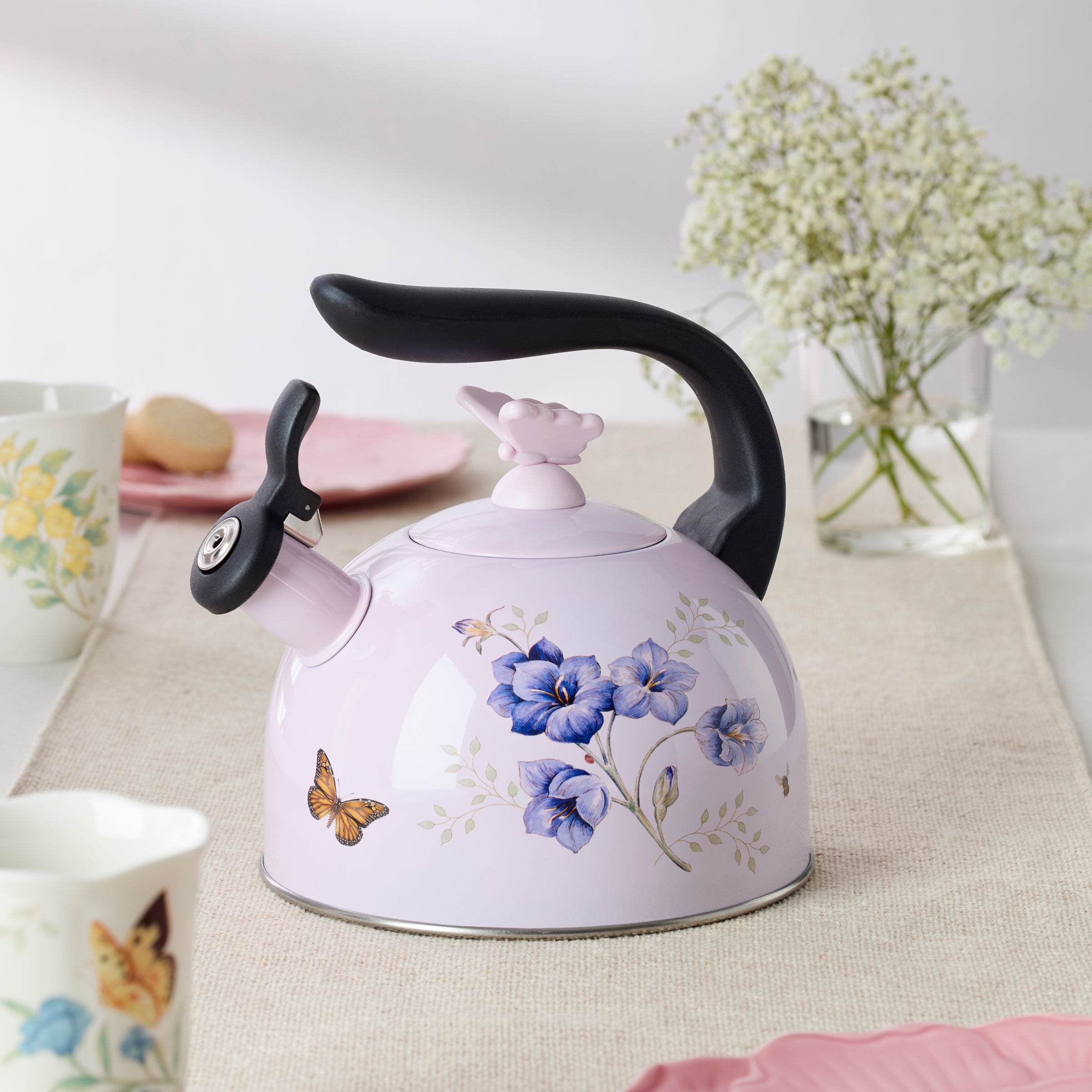 Butterfly Meadow Floral Tea Kettle for Kitchen
