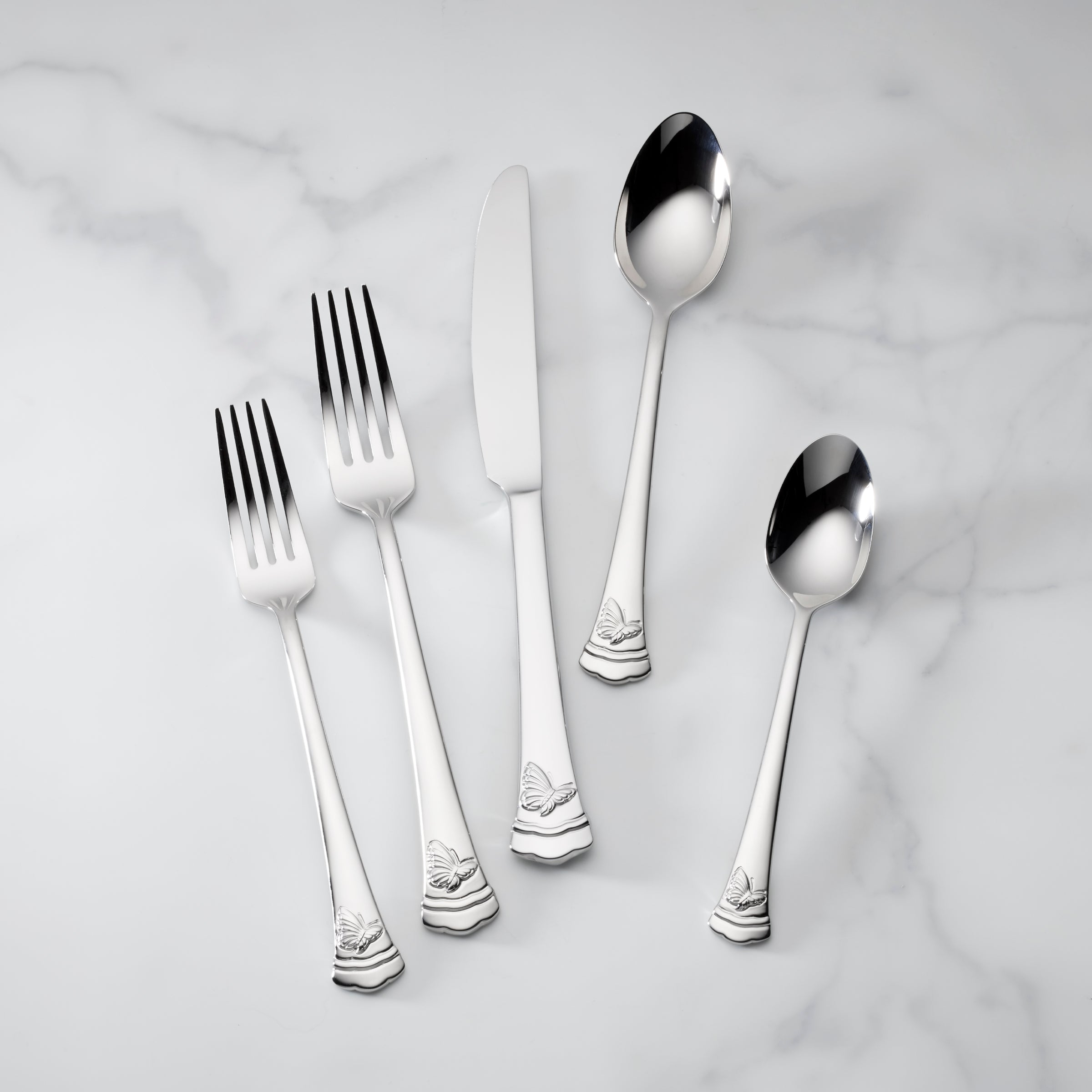 Butterfly Meadow 65-Piece Stainless Steel Flatware Set with Mirror Finish