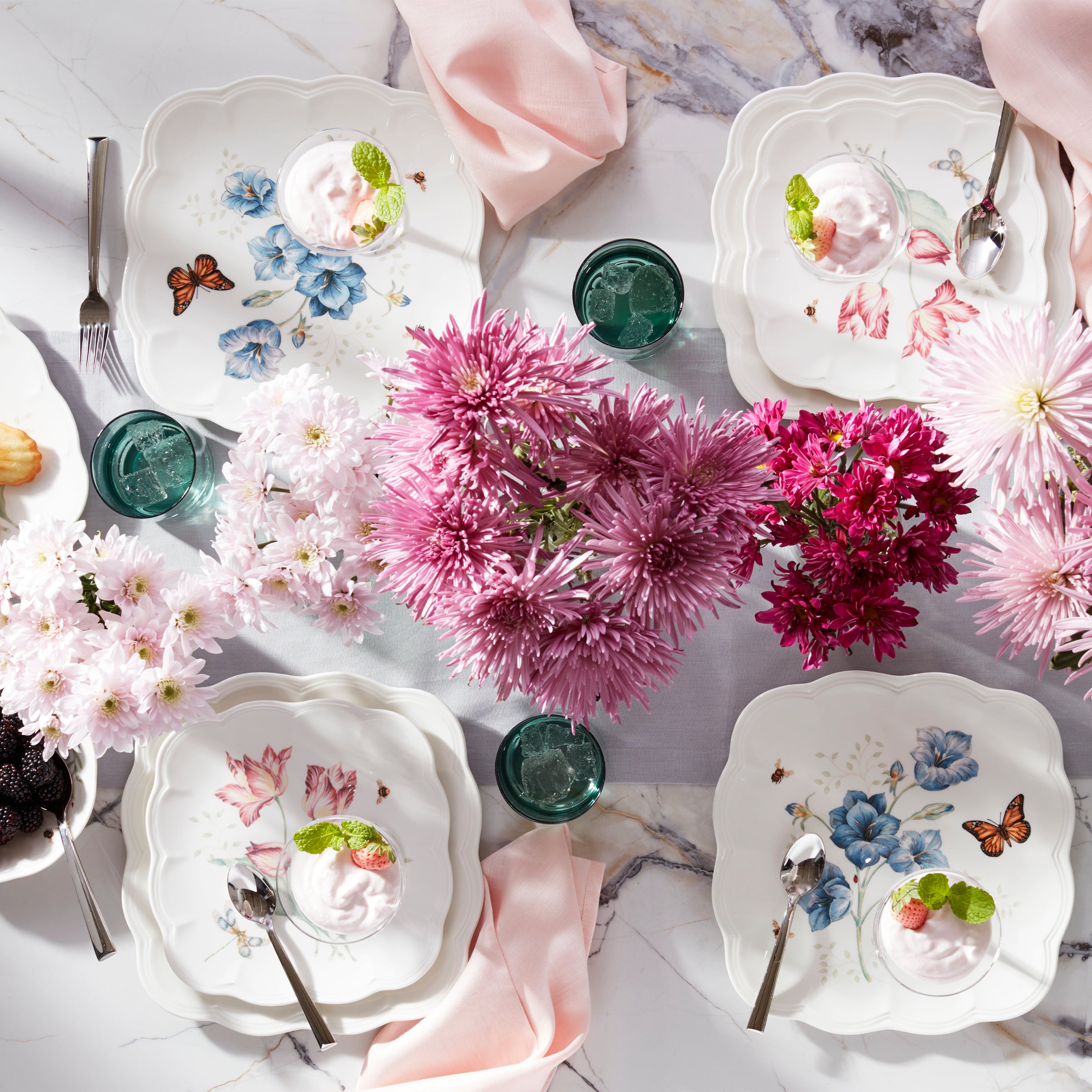 Butterfly Meadow Floral Square Dinner Plates - Set of 4