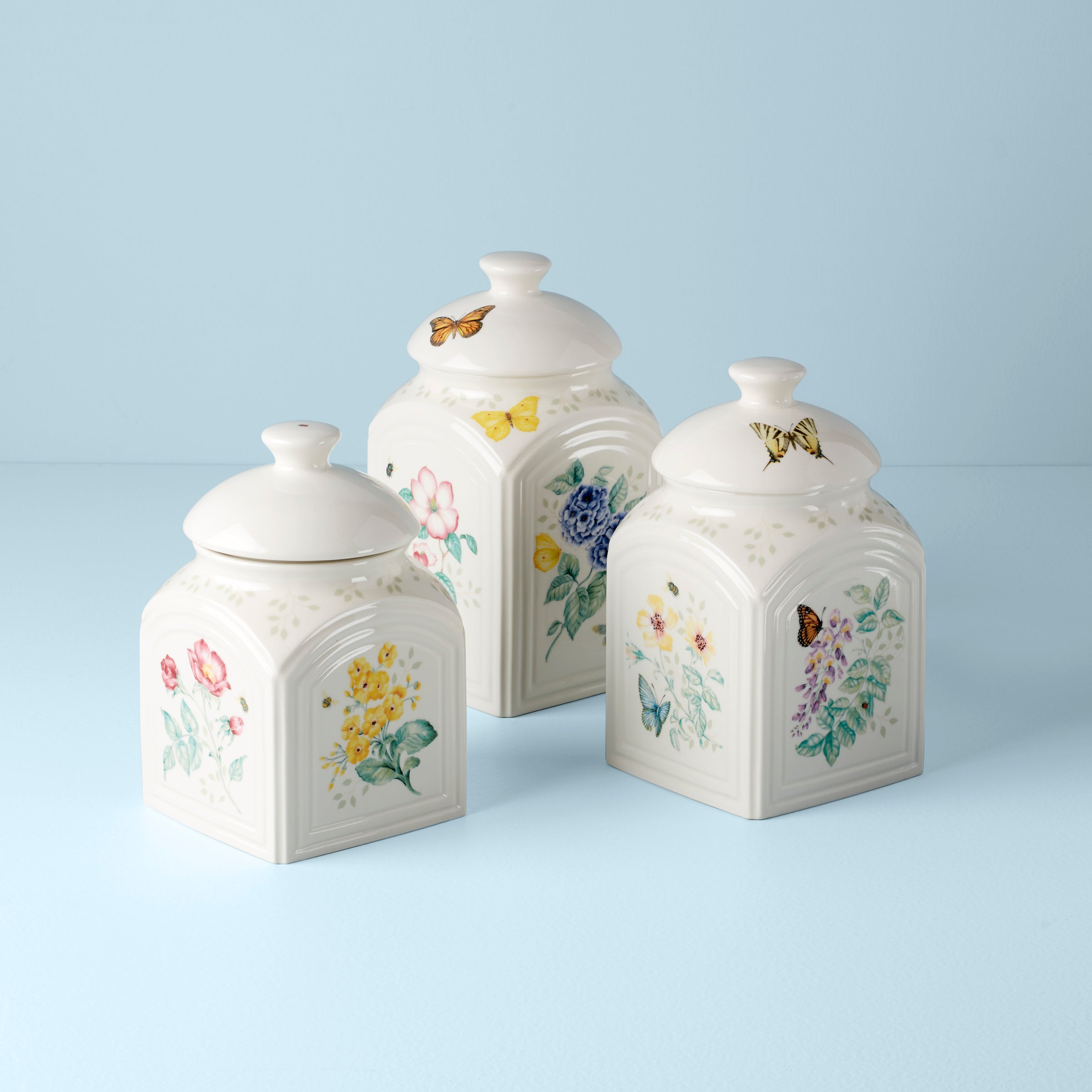 Butterfly Meadow Kitchen Canister Set - 3-Piece Nesting Storage