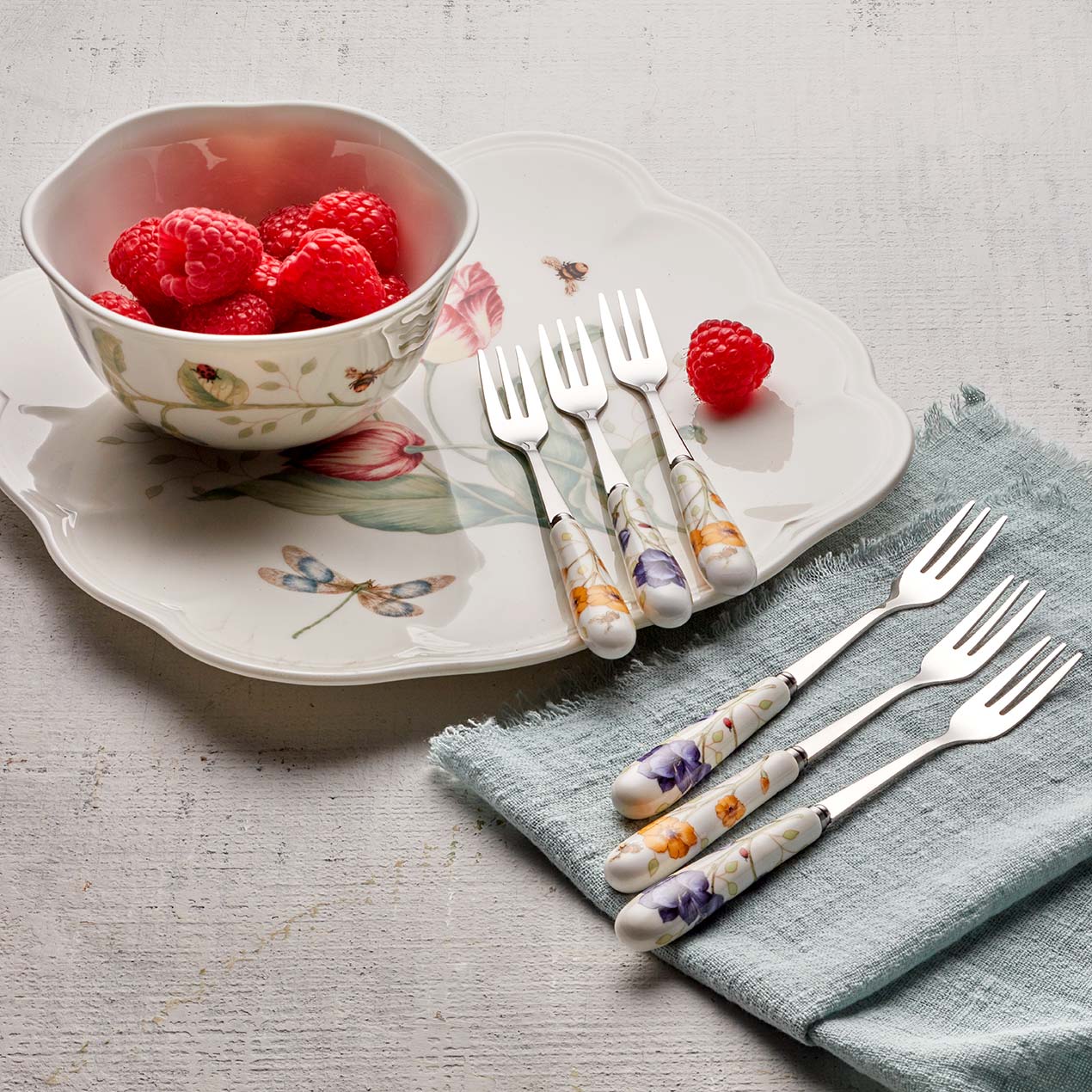 Butterfly Meadow Porcelain Cocktail Forks - Set of 6
