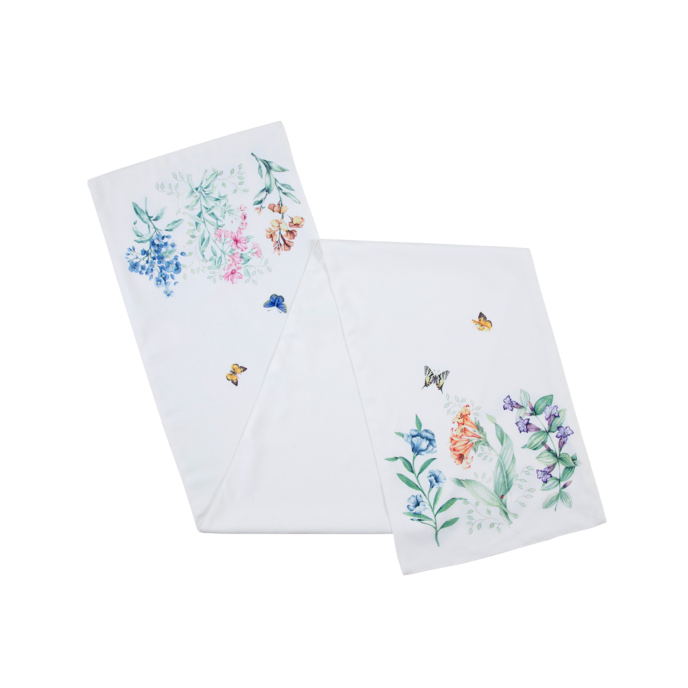 Butterfly Meadow Floral Table Runner with Dragonflies & Bees