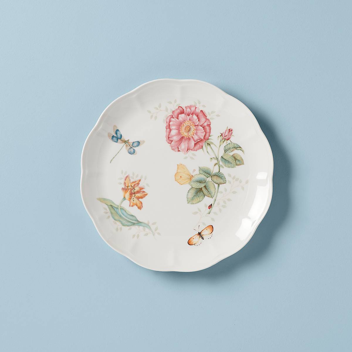 Butterfly Meadow Dragonfly Ceramic Dinner Plate - Scalloped Edge
