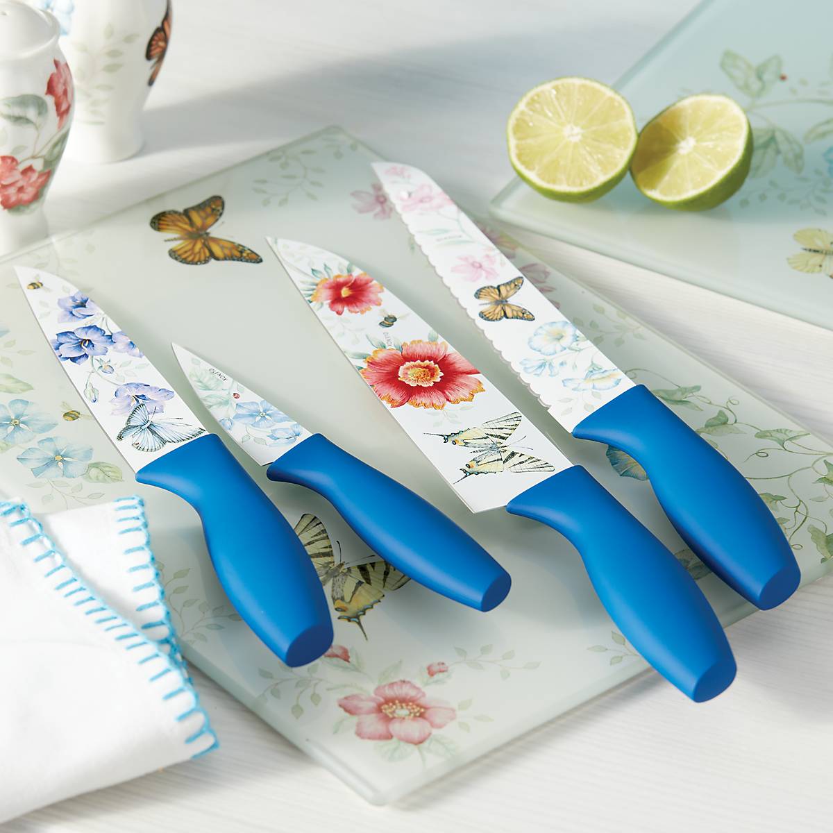 Butterfly Meadow Ceramic-Coated 4-Piece Knife Set