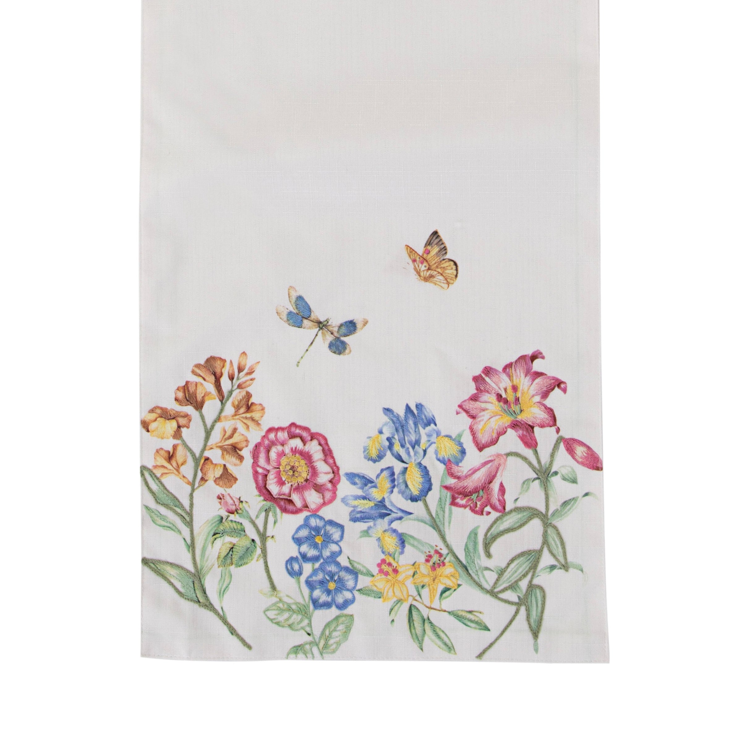Butterfly Embroidered Table Runner - Floral Garden Party Decor