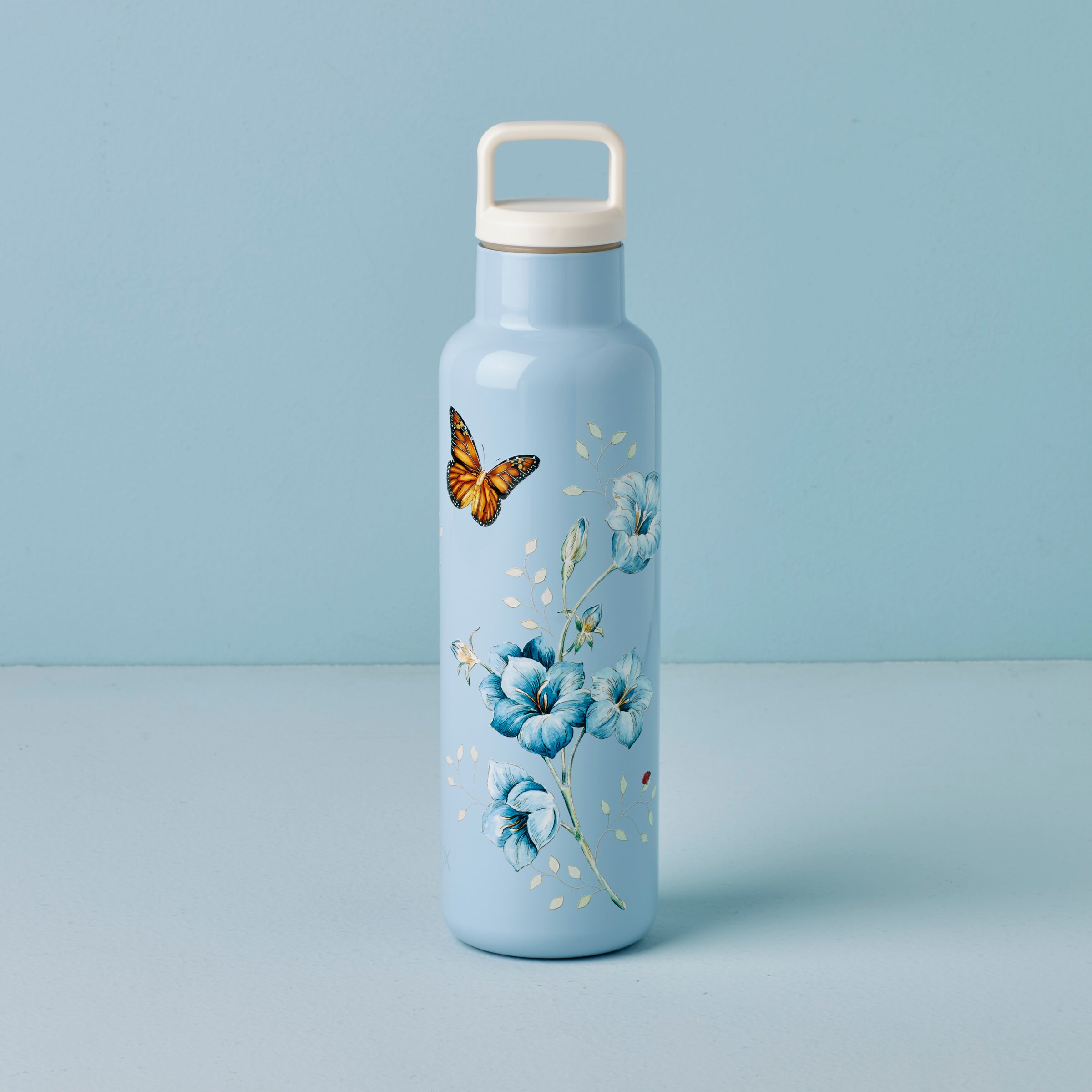Butterfly Meadow Insulated Water Bottle - Light Blue Stainless Steel