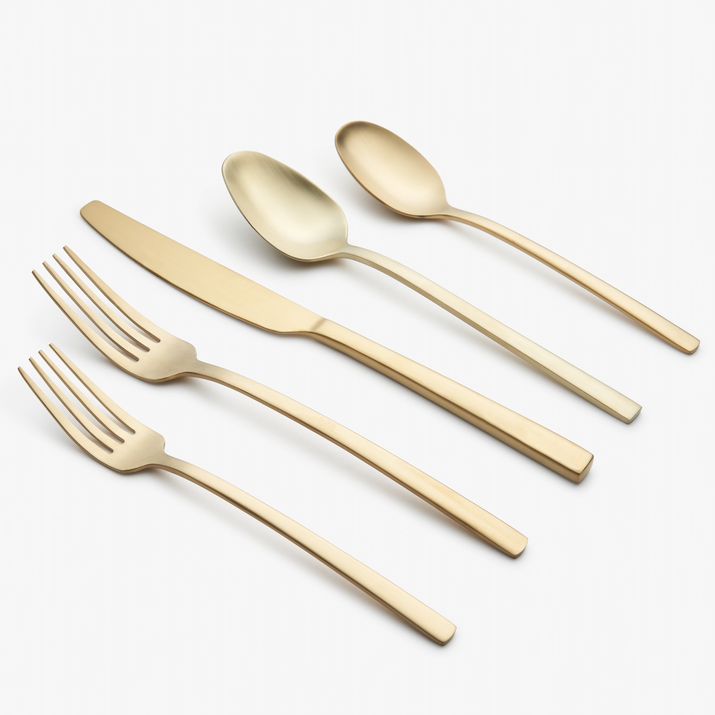 Beacon Gold Satin Flatware Set - 16 Piece Modern Cutlery