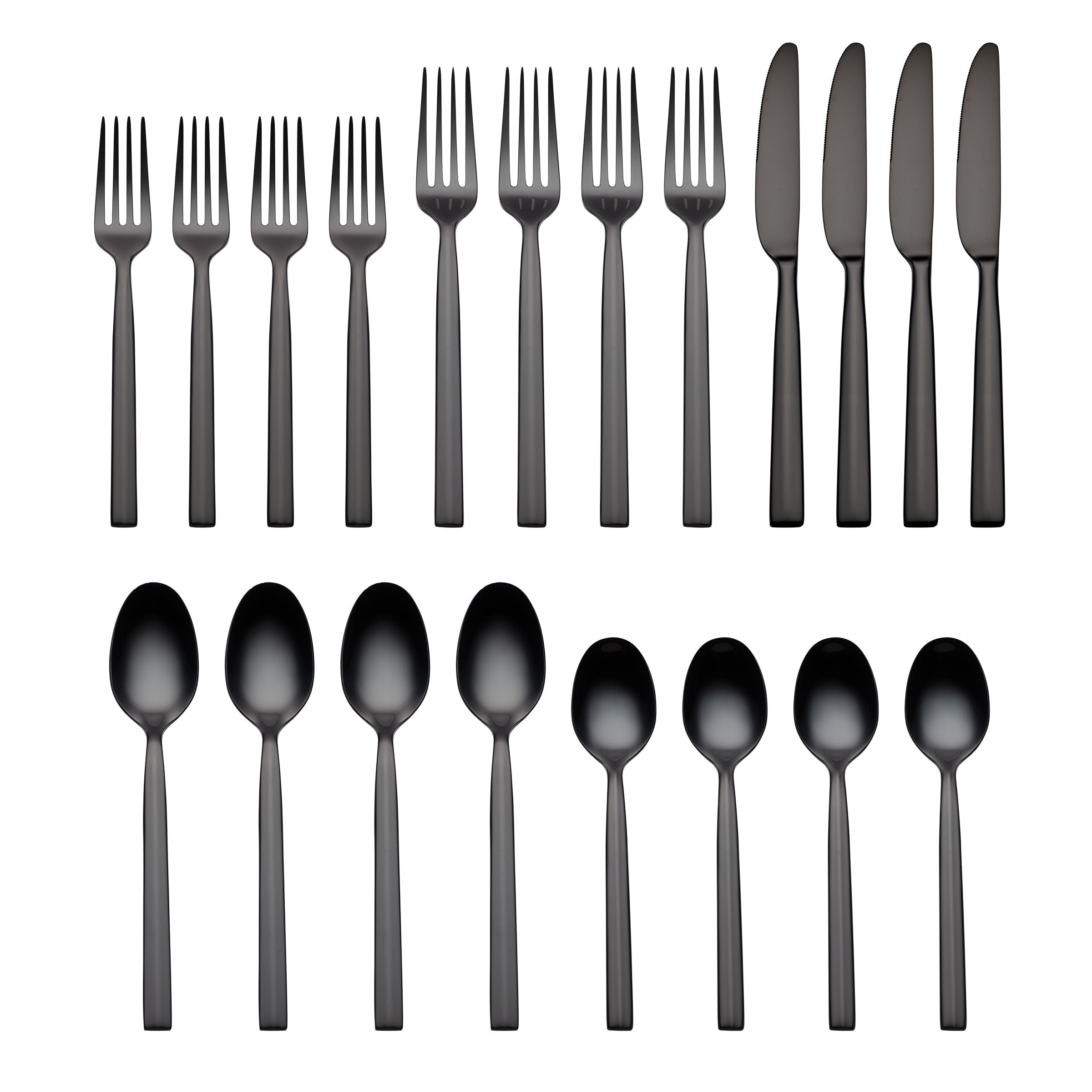 Aero Black Mirror 20-Piece Stainless Steel Flatware Set