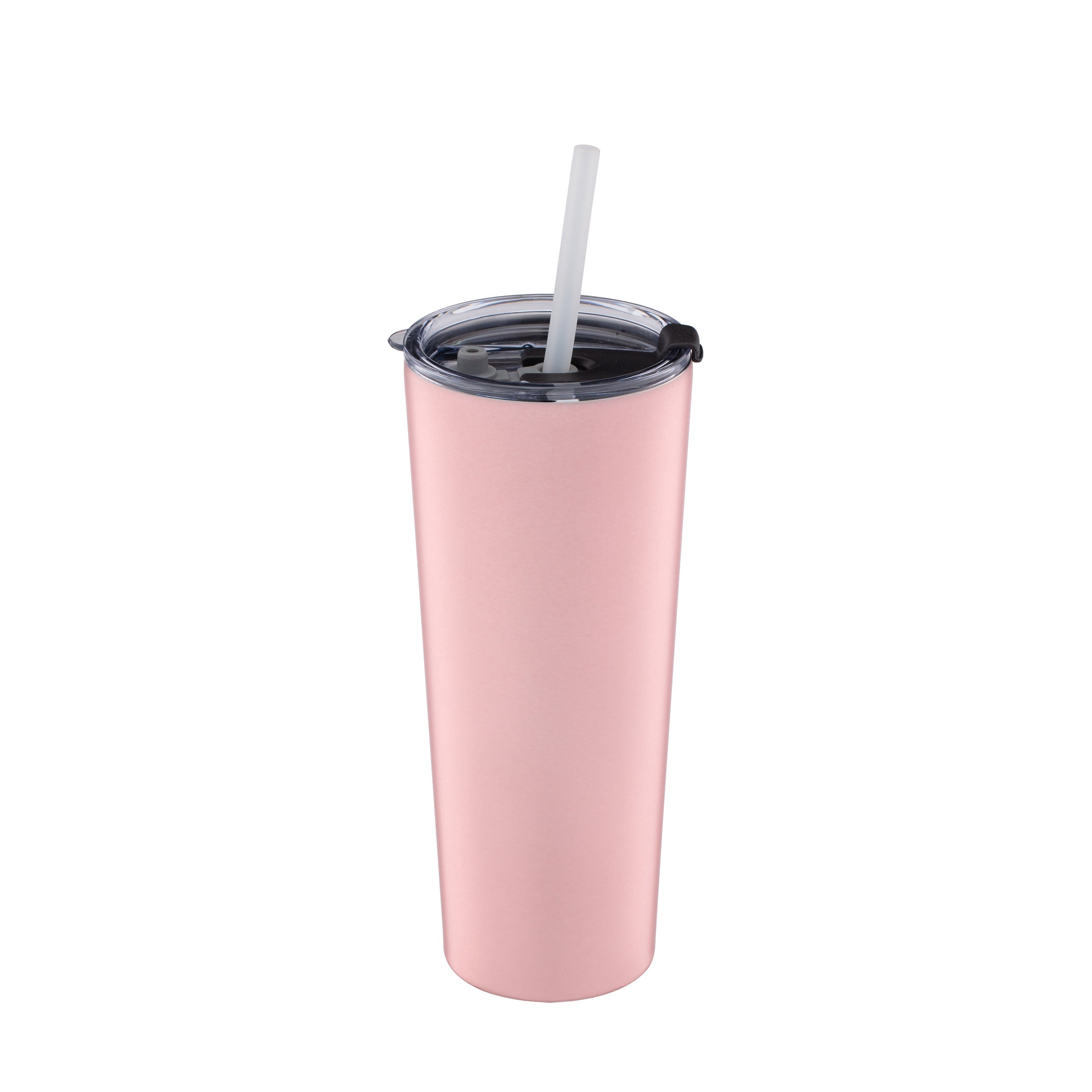 Pink Insulated Tumbler with Straw - 24oz Stainless Steel Travel Cup