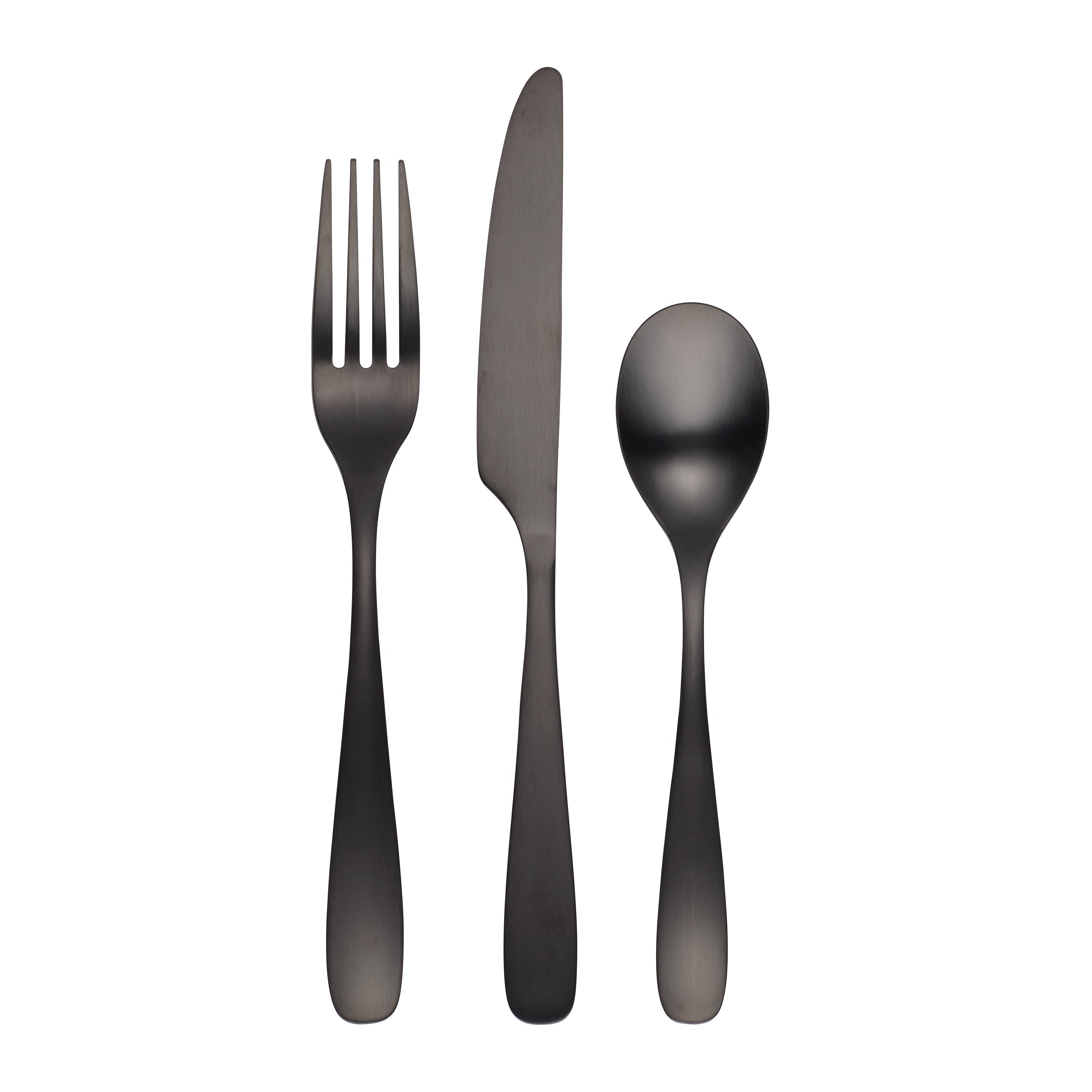 Eliana 12-Piece Black Satin Flatware Set - Sophisticated Tableware