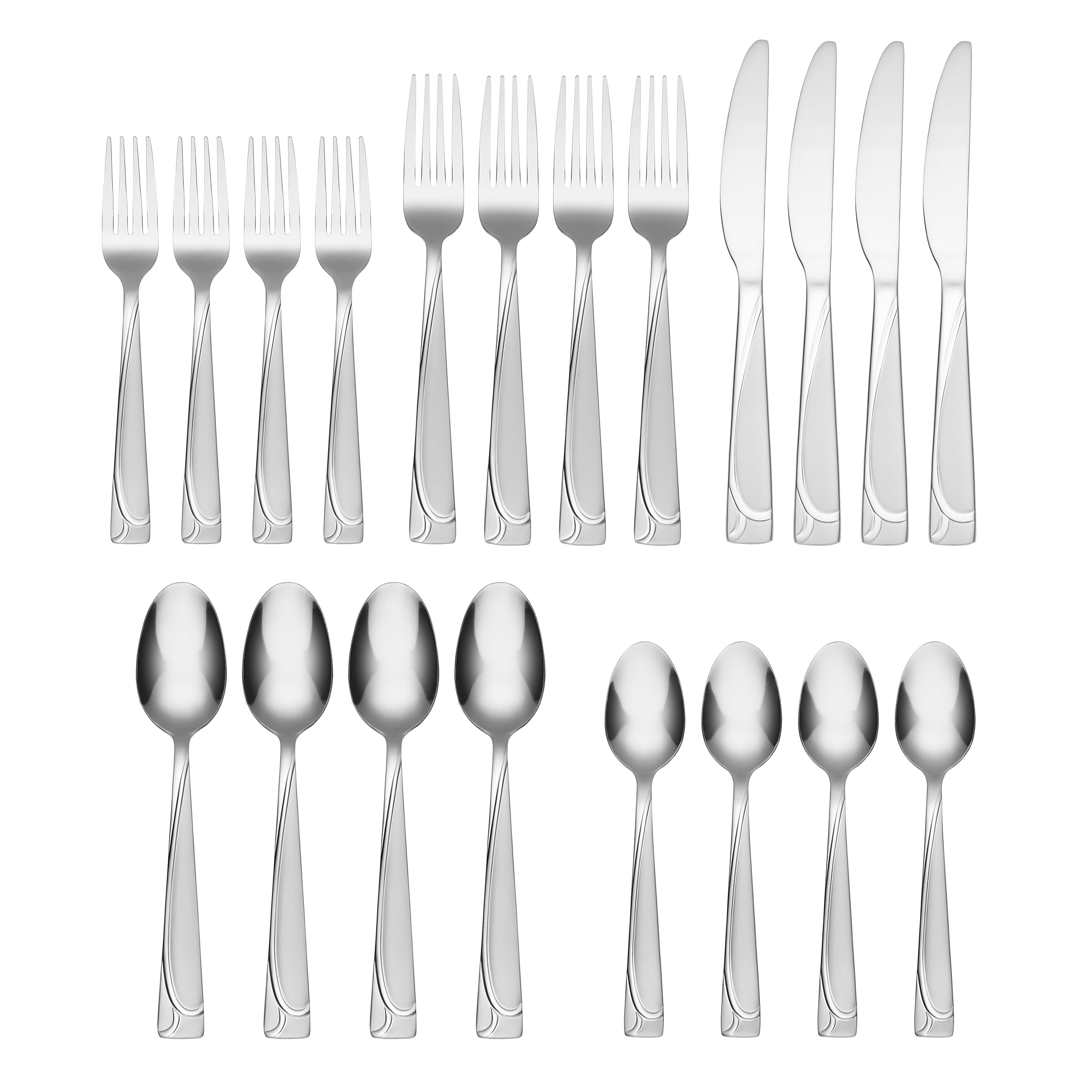 Mena Frost 20-Piece Flatware Set with Elegant Handle Flourish