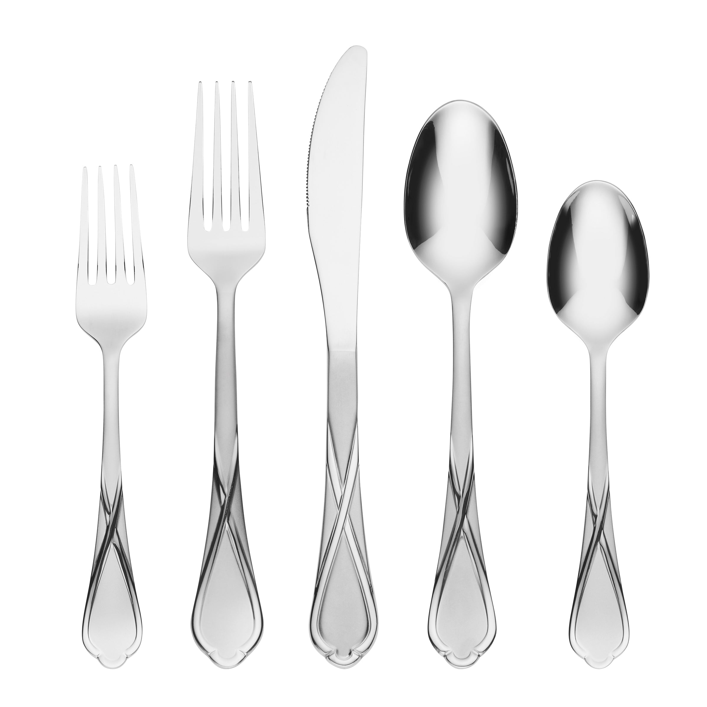Heather Sand 20-Piece Flatware Set with Ribbon Design